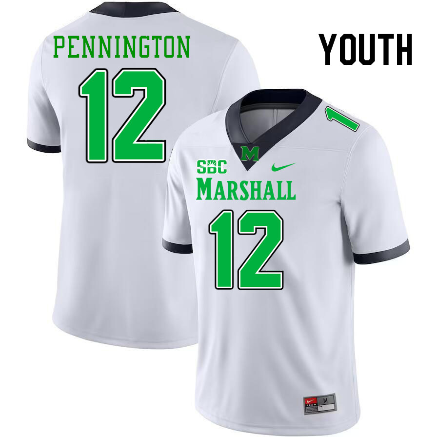 Youth #12 Cole Pennington Marshall Thundering Herd SBC Conference College Football Jerseys Stitched-